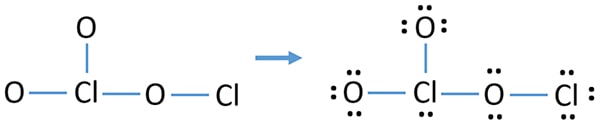 mark lone pairs on atoms in dichlorine trioxide